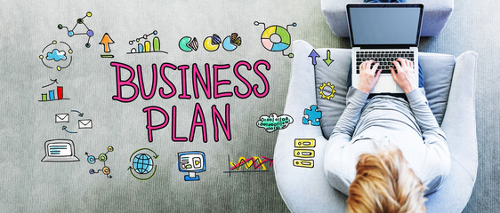 Poster - Business Plan text with man