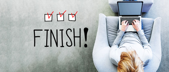 Wall Mural - finish text with man