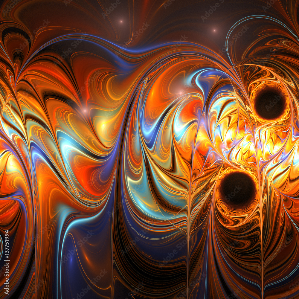 Abstract fantasy mosaic texture. Psychedelic fractal background in bright  orange, yellow and blue colors. Digital art. 3D rendering. Stock  Illustration | Adobe Stock, image size:1000x1000