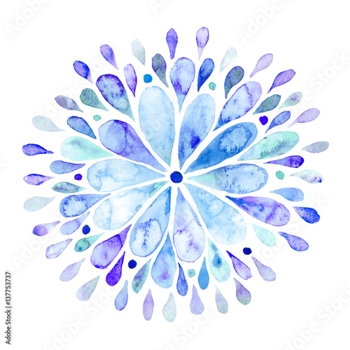 Watercolor mandala illustration in blue Canvas Print