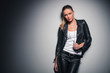 © Viorel Sima - sexy blonde woman in leather clothes posing