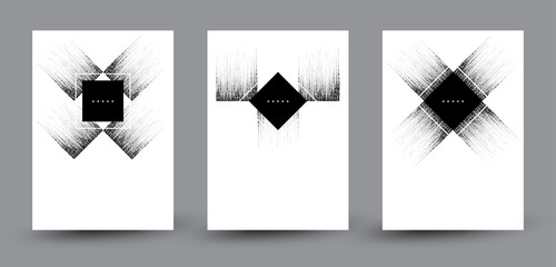 Poster - Vector abstract three backgrounds set with decorative halftone square elements. Vector abstract three backgrounds set with decorative halftone square elements. Black and white composition.