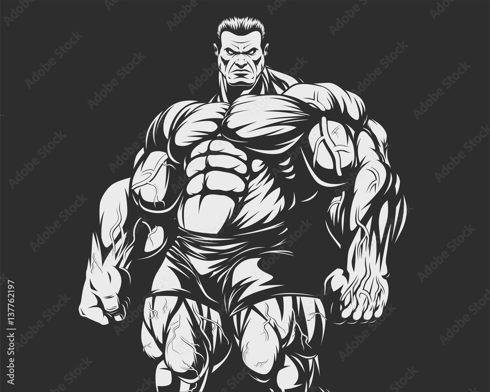 Bodybuilder strict coach Stock Vector | Adobe Stock