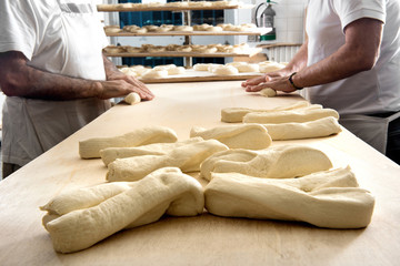 Making bread in bakery