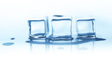 Fototapeta Łazienka - Melting ice cubes with reflection isolated on white.