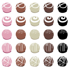 Wall Mural - vector collection of chocolate candies for dessert