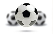 3d football or soccer ball with blurred balls on white background.
