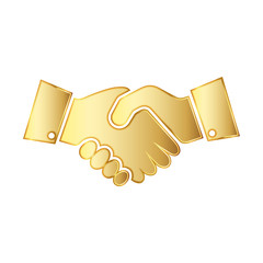 Sticker - Golden handshake icon. Vector illustration.