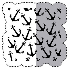 Wall Mural - sticker monochrome pattern silhouette anchors vector illustration