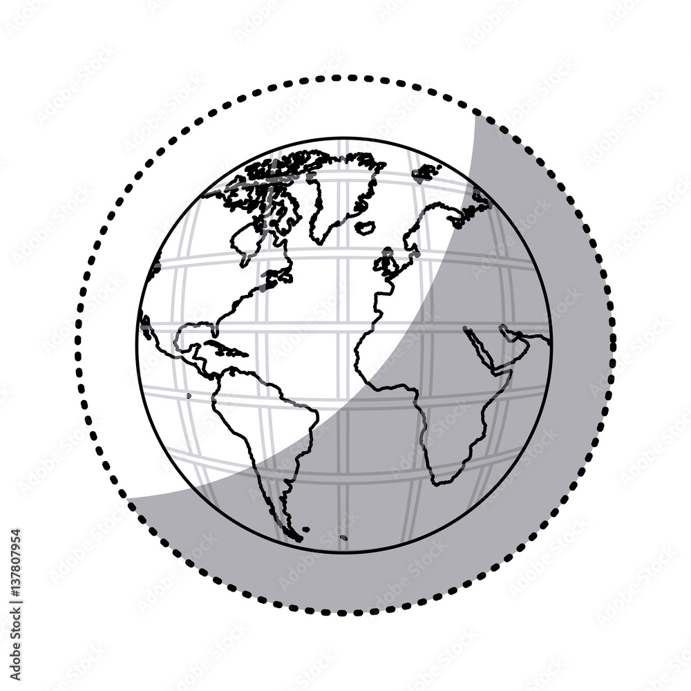 sticker silhouette earth world map with continents in 3d vector ...