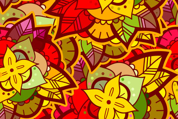 Aufkleber - Seamless Color Flower Pattern