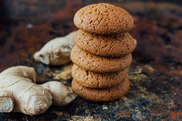 Ginger snaps on black