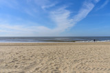 Fototapeta Morze - Seascape horizon line Sandy Beach Netherlands. Heavenly expanse