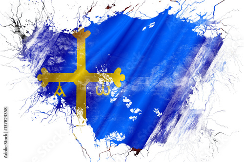 Grunge old Asturias flag Fototapeta