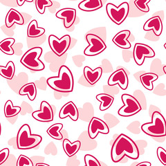 Wall Mural - Pink Random Hearts Seamless Pattern