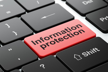 Protection concept: Information Protection on computer keyboard background