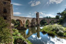 Medieval Bridge Of Besalu. Spain