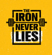 © wow_subtropica - The Iron Never Lies. Workout and Fitness Gym Design Element Concept. Creative Sport Custom Vector Sign