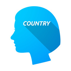 Wall Mural - Isolated female head with    the text COUNTRY