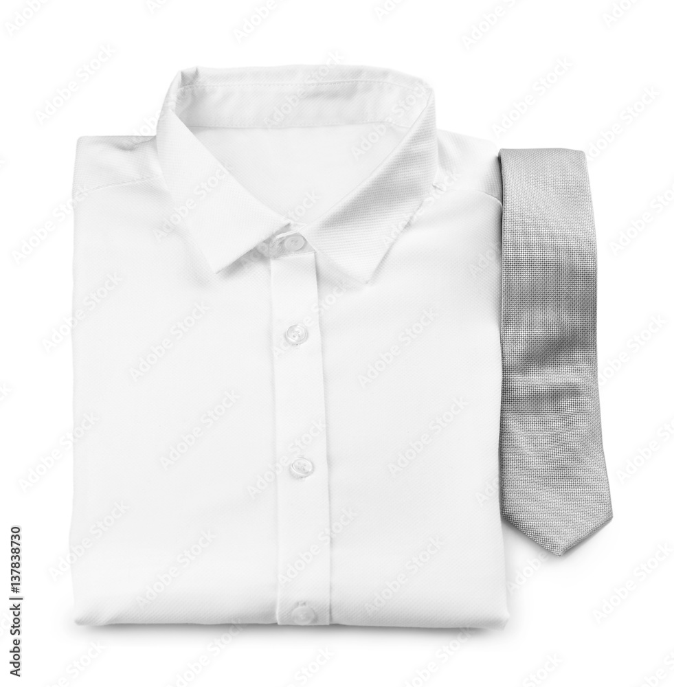 New man shirt with tie on white background