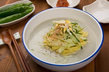 kong guksu. Noodles in Cold Soybean Soup. It's a summer season food. 