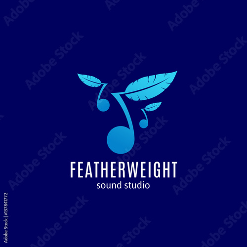 Fotografie, Obraz Featherweight Sound Studio Abstract Vector Sign, Emblem or Logo Template