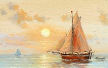 Sea, Boats, Fisherman, Oil Paintings