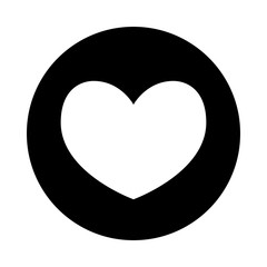 Wall Mural - Heart icon. Black round icon isolated on white background. Round icon. Heart silhouette. Simple circle icon. Web site page and mobile app design element.