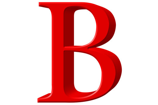 Uppercase letter B, isolated on white, 3D illustration