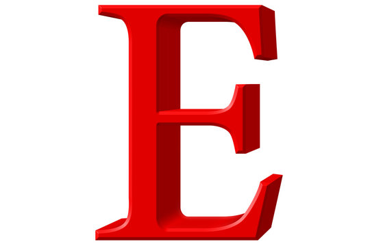 Uppercase letter E, isolated on white, 3D illustration