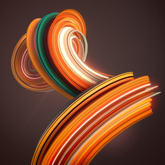 Leinwandbilder - Orange twisted shape. Computer generated abstract geometric 3D render illustration