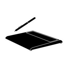 Poster - Drawing tablet icon in black style isolated on white background. Personal computer accessories symbol stock vector illustration.