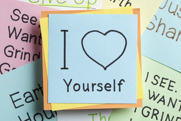 Wall Mural - I Love Yourself written on a note