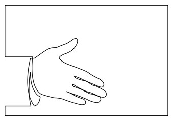 Poster - continuous line drawing of hand greeting gesture