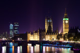 Fototapeta Londyn - Houses of Parliament and Big Ben at night, London, UK