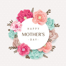 Happy Mother's Day Card With Beautiful Blossom Flowers