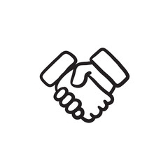 Poster - Handshake sketch icon.