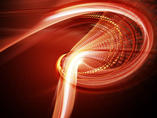 Poster - Abstract background element. Three-dimensional composition of twisted shapes, grids and blurs.Science and technology concept. Red and black colors.