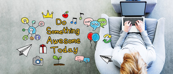 Wall Mural - do something awesome today text with man