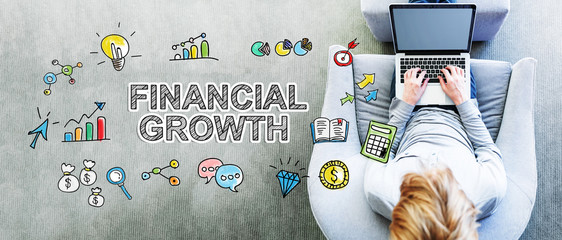 Wall Mural - financial growth text with man