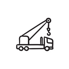 Sticker - Mobile crane sketch icon.