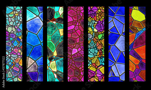 Fotografía Set of stripes with stained glass pattern