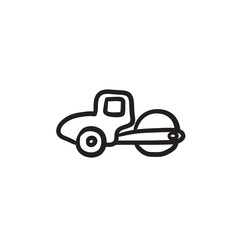 Poster - Road roller sketch icon.