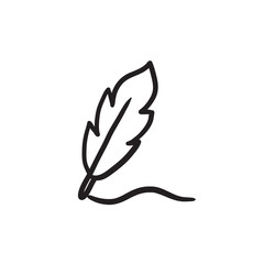 Poster - Feather sketch icon.