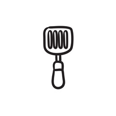 Sticker - Kitchen spatula sketch icon.