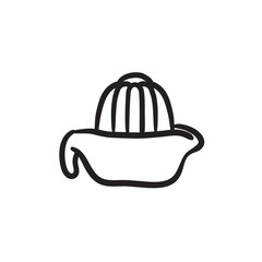 Sticker - Lemon squeezer sketch icon.