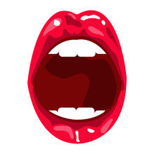 Vetor desenho de boca aberta vermelha