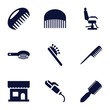 Set of 9 comb filled icons