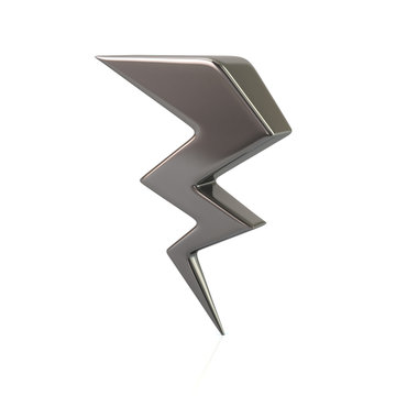 Silver lightning icon 3d illustration