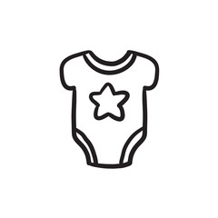 Sticker - Baby short-sleeve bodysuit sketch icon.